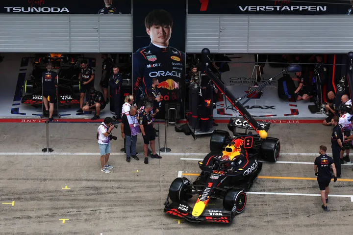max verstappen uit de garage in oostenrijk