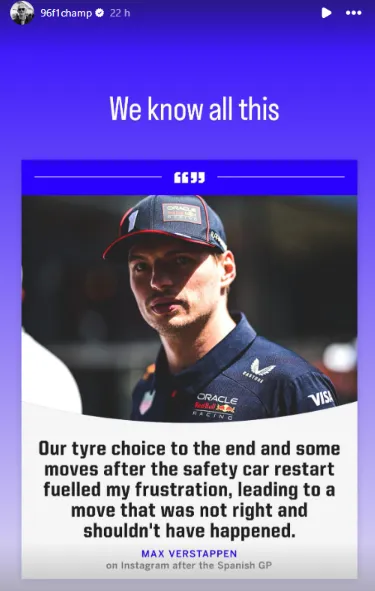 Hill criticizes Verstappen via social media