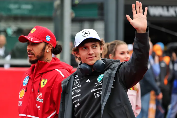 Lewis Hamilton and Andrea Kimi Antonelli in Belgium