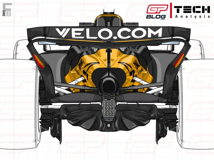 MCL39's rear wing and beam wing for the Belgian Grand Prix&nbsp;
