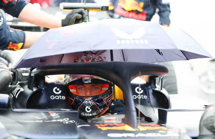 Max Verstappen in de regen in België - Red Bull Contentpool