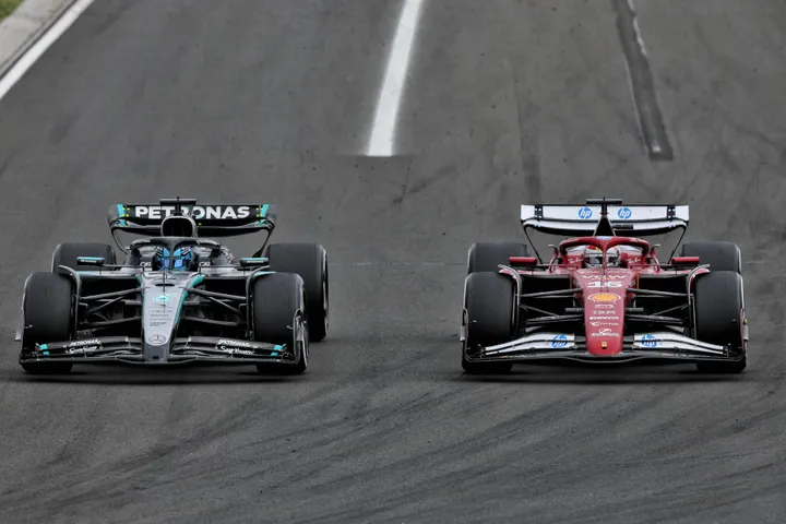 George Russell and Charles Leclerc in Hungary