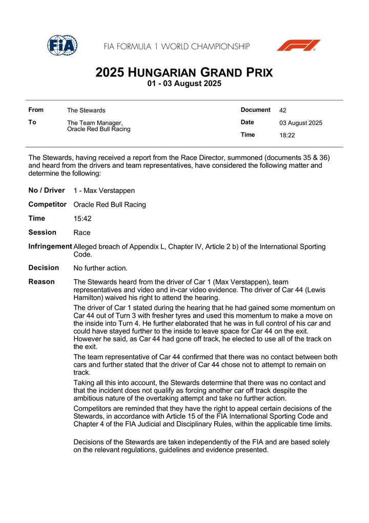 Stewards oordeel Max Verstappen