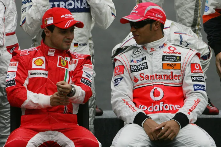 Felipe Massa und Lewis Hamilton während der Saison 2008. Foto: Race Pictures