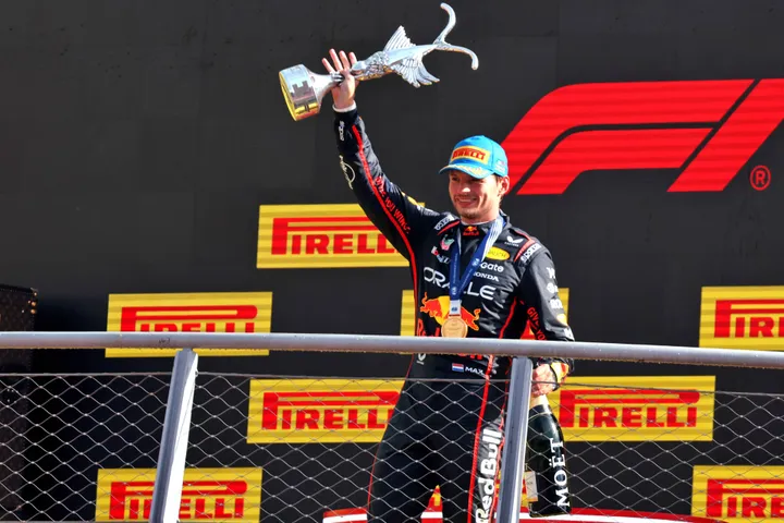 Max Verstappen on the Monza podium