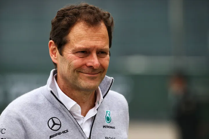 Aldo Costa working at Mercedes