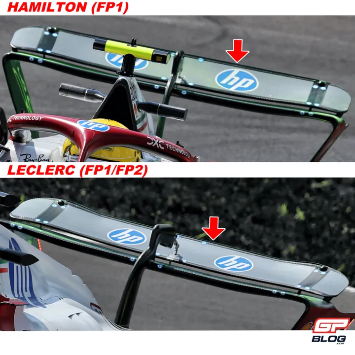 Ferrari's rear wings tested during FP1 at the Italian GP