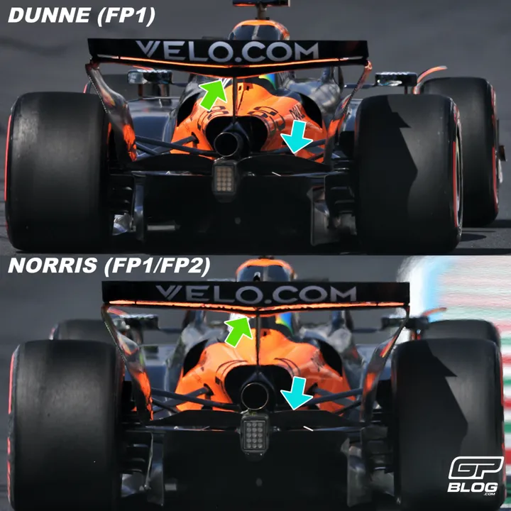 MCL39's two rear wings tested on Friday at the Italian GP&nbsp;