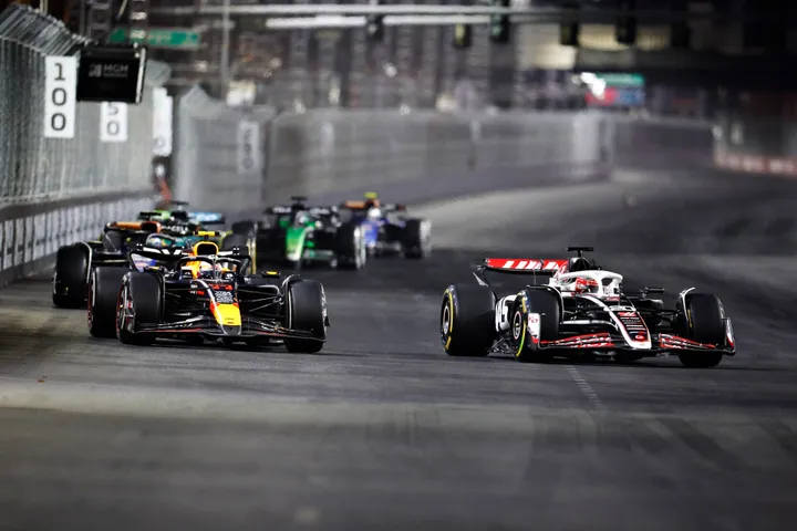 Magnussen overtakes Perez at the Las Vegas Grand Prix [Photo: Red Bull Content Pool]