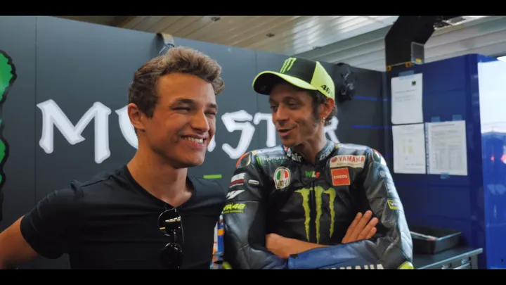 Lando Norris meeting Valentino Rossi