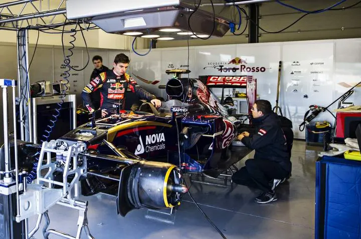 Max Verstappen of Netherlands and Scuderia Toro Rosso prepares for a drive with STR10 in Misano, Italy on January 28th, 2015 // Samo Vidic/Red Bull Content Pool // P-20150131-00027 // Usage for editorial use only // Please go to www.redbullcontentpool.com for further information. //