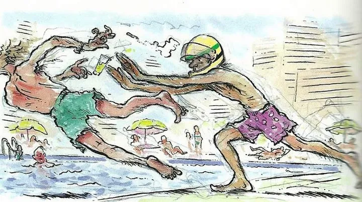 senna empurra fulerton na piscina