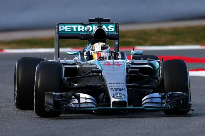Hamilton Mercedes Barcelona Test