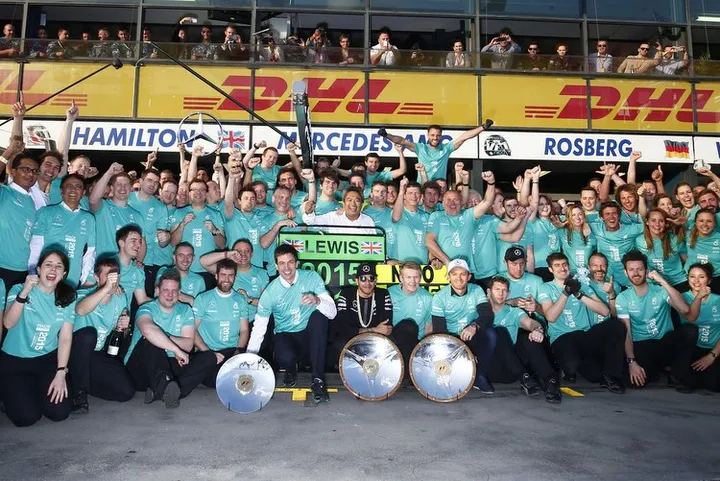 Mercedes celebrate Melbourne 