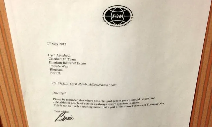 Ecclestone grid girls pit babes letter