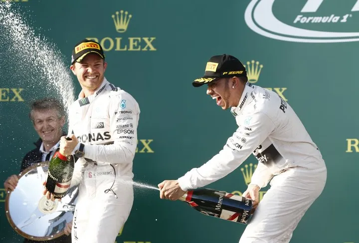 Rosberg Hamilton podium Australia Mercedes victory