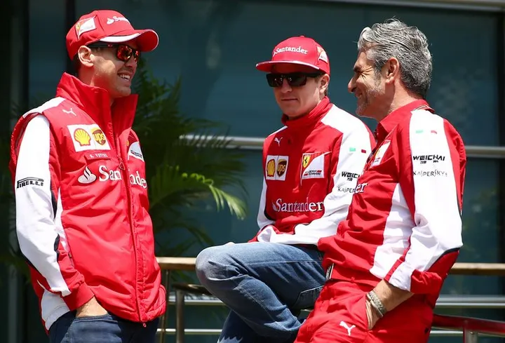 Raikkonen Arrivabene Vettel Ferrari