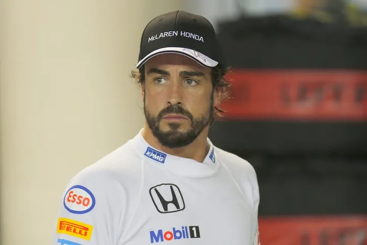 Fernando Alonso in the pit lane.