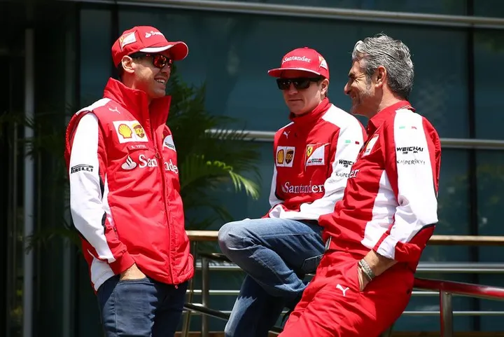 Vettel+Arrivabene+Raikkonen