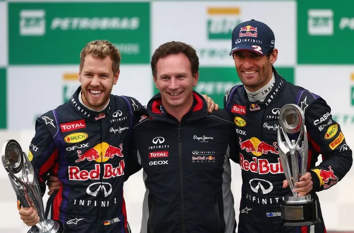 Vettel Horner Webber podium
