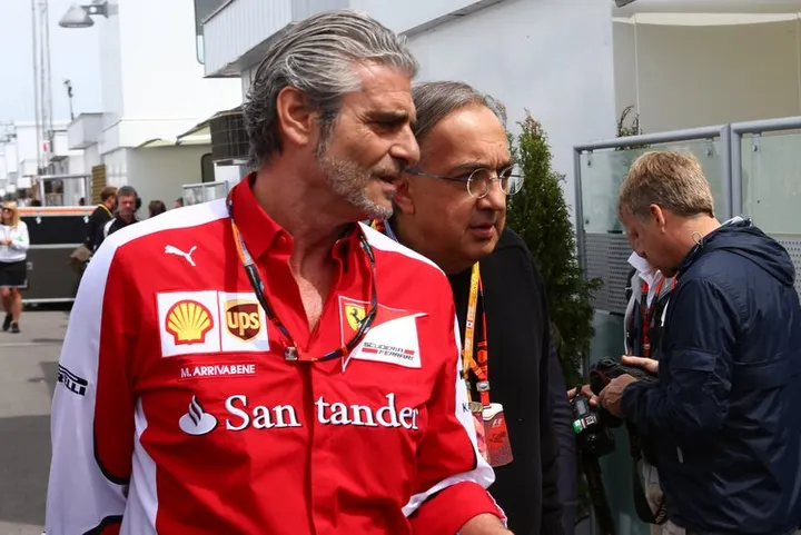 Maurizio Arrivabene (ITA) Ferrari Team Principal and Sergio Marchionne (ITA), Ferrari President and CEO of Fiat Chrysler Automobiles