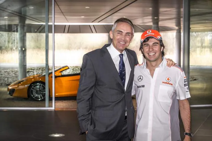 Sergie Perez first day at McLaren Woking with Martin Whitmarsh