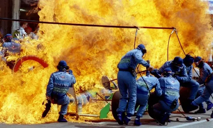 Jos Verstappen refuel accident refueling Benetton