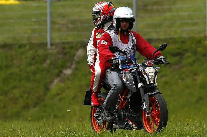 Raikkonen Austria crash accident Ferrari scooter bike