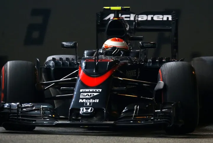 Jenson Button on track.
