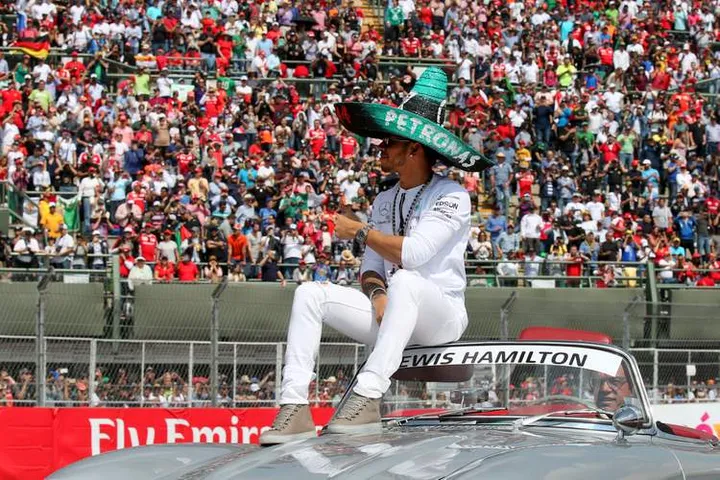Hamilton Mexico Mercedes parade