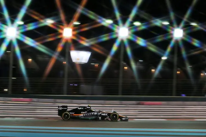 Sergio Perez (MEX) Sahara Force India F1 VJM08.Abu Dhabi Grand Prix, Friday 27th November 2015. Yas Marina Circuit, Abu Dhabi, UAE.