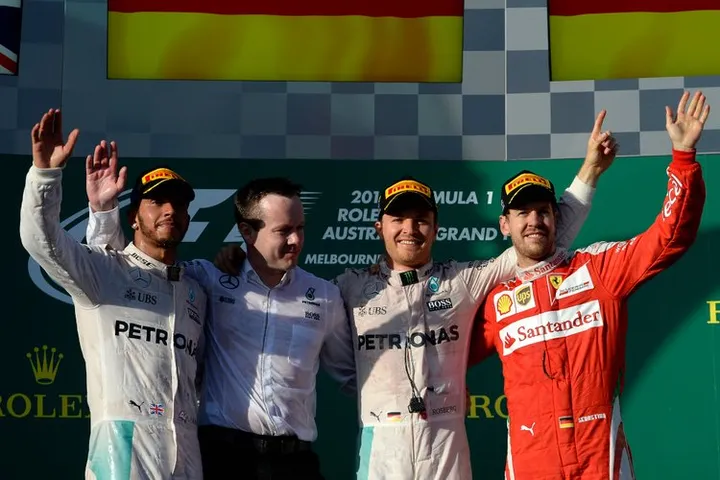 GP AUSTRALIA podium hamilton rosberg vettel