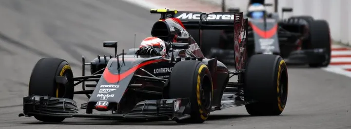 Jenson Button leads Fernando Alonso.