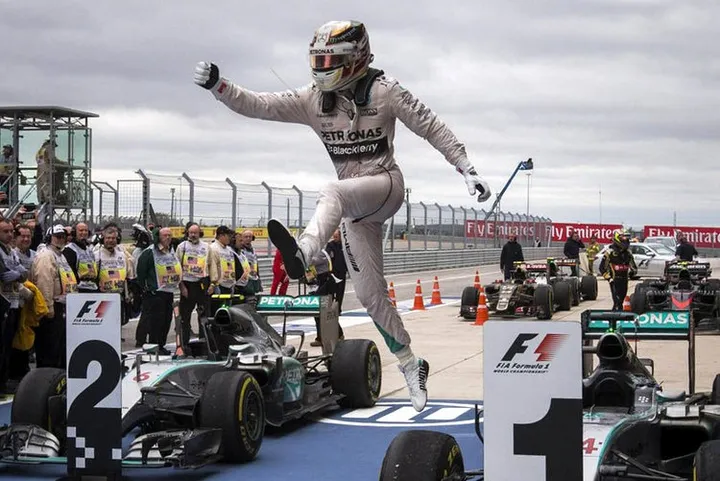 Lewis Hamilton F1 celebrates