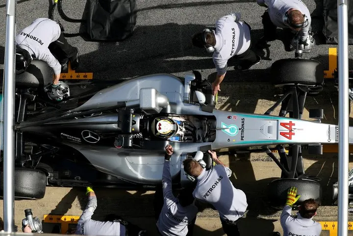 F1+Testing+Barcelona+Day+One+Hamilton+Mercedes+Test