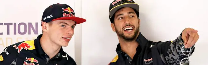 MONTMELO, SPAIN - MAY 15:  Max Verstappen of Netherlands and Red Bull Racing and Daniel Ricciardo of Australia and Red Bull Racing before the drivers parade ahead of the Spanish Formula One Grand Prix at Circuit de Catalunya on May 15, 2016 in Montmelo, Spain.  (Photo by Mark Thompson/Getty Images) // Getty Images / Red Bull Content Pool  // P-20160515-00324 // Usage for editorial use only // Please go to www.redbullcontentpool.com for further information. //