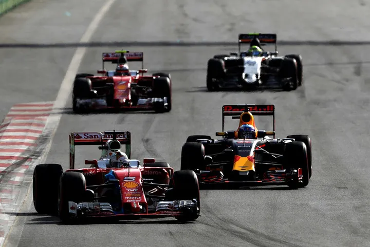 European+F1+Grand+Prix+Vettel Raikkonen Ricciardo