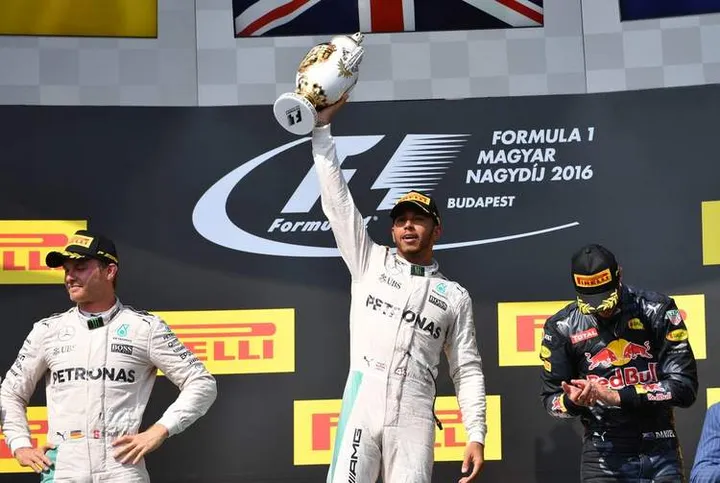 F1+Grand+Prix+of+Hungary+podium Hamilton Rosberg Ricciardo