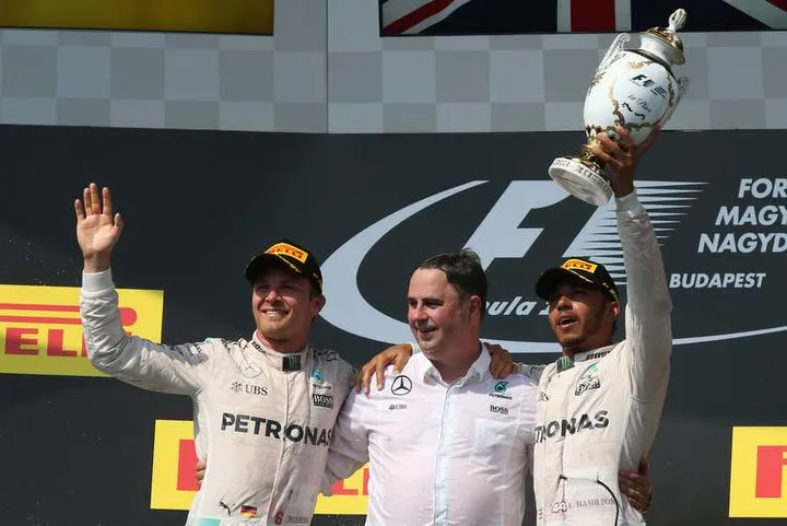 Formel 1 - MERCEDES AMG PETRONAS, Großer Preis von Ungarn 2016. Lewis Hamilton, Nico Rosberg ;Formula One - MERCEDES AMG PETRONAS, Hungarian GP 2016. Lewis Hamilton, Nico Rosberg;