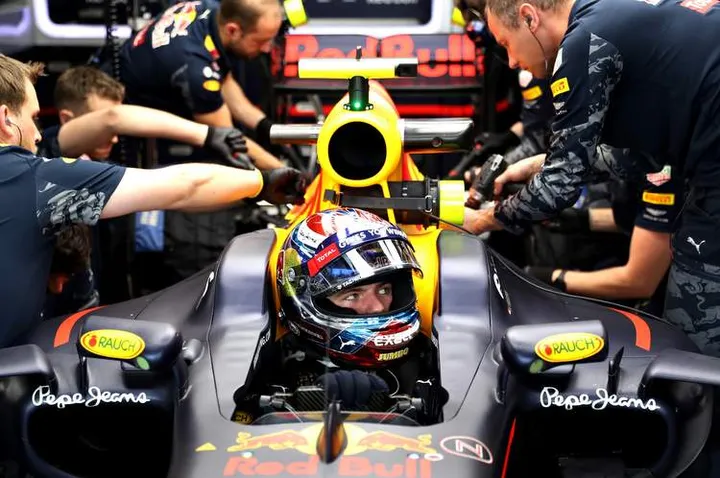 NORTHAMPTON, ENGLAND - JULY 08: Max Verstappen of Netherlands and Red Bull Racing sits in his car in the garage during practice for the Formula One Grand Prix of Great Britain at Silverstone on July 8, 2016 in Northampton, England.  (Photo by Mark Thompson/Getty Images) // Getty Images / Red Bull Content Pool  // P-20160708-00596 // Usage for editorial use only // Please go to www.redbullcontentpool.com for further information. //