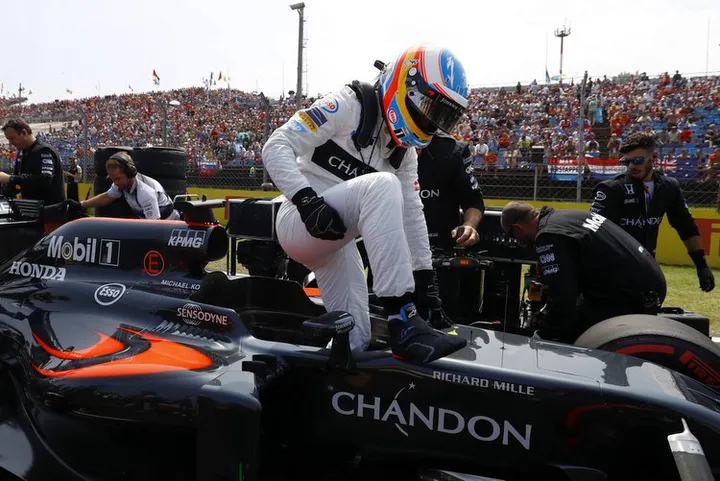 Fernando Alonso on the grid.