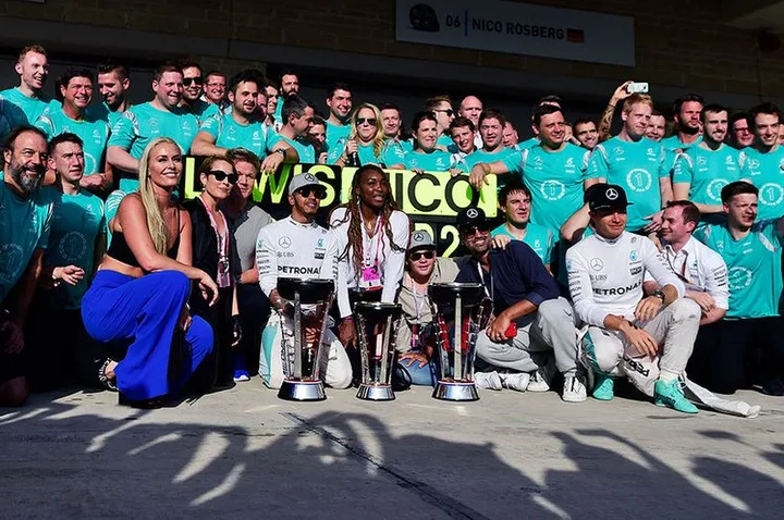Mercedes celebrate