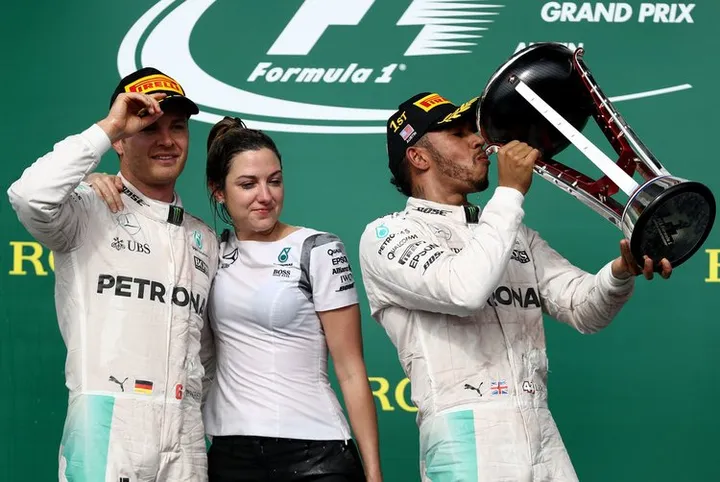 Hamilton Rosberg podium Mercedes austin