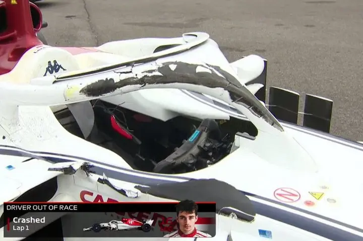 Lecelerc, halo, shunt. crash, accident, saved, injury, hurt, 