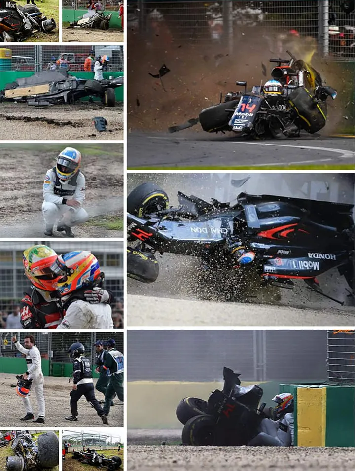 alonso crash melbourne f1 mclaren
