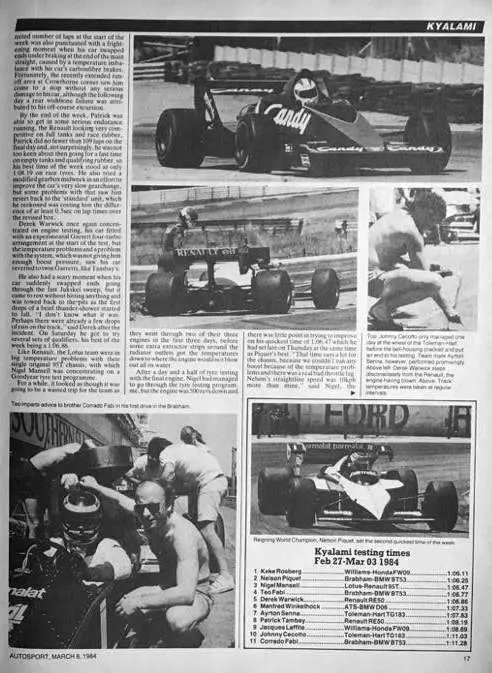 Lafitte in a Williams was paul velasco first Autosport cover