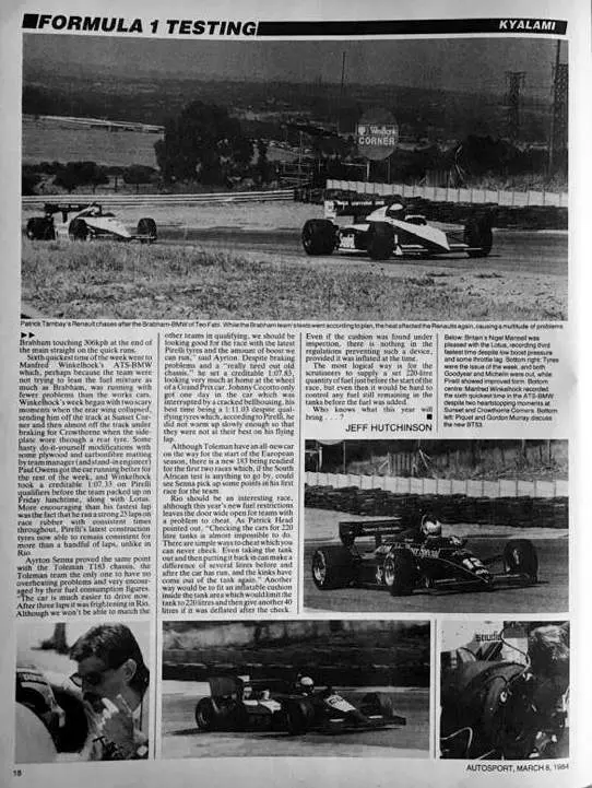 Lafitte in a Williams was paul velasco first Autosport cover