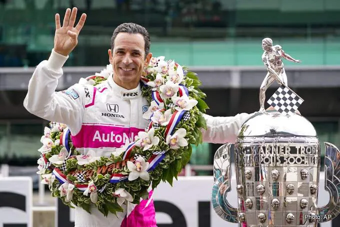 Helio Castroneves of Brazil, winner of the 2021 Indianapolis Indy 500