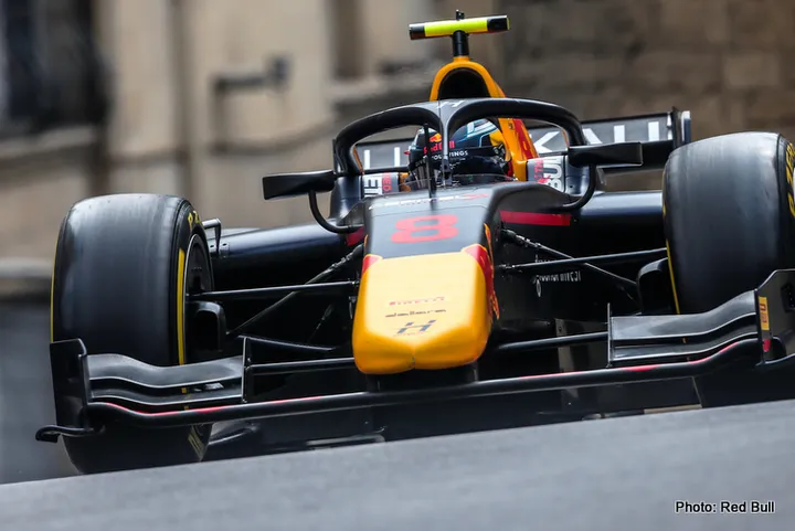 Juri Vips Formula 2, Red Bull, Hitech GP, Baku, Azerbaijan