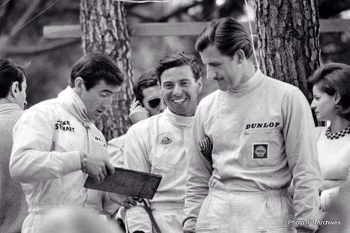 Jim Clark, Graham Hill. Jackie Stewart